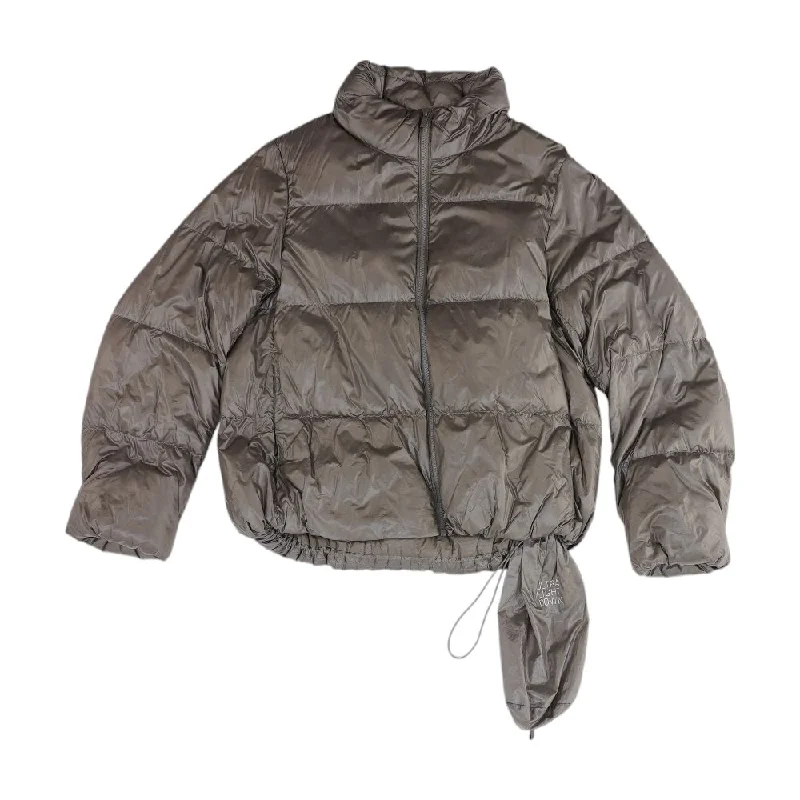 Gray Solid Puffer Jacket One-Shoulder Jacket Off-the-Shoulder Jacket Asymmetrical Jacket Gray Solid Puffer Jacket One-Shoulder Jacket Off-the-Shoulder Jacket Asymmetrical Jacket