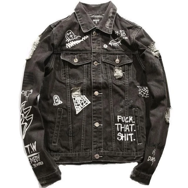 Hip Hop Denim Jacket For Men Notch Collar Jacket Peter Pan Collar Jacket Cowl Neck Jacket Hip Hop Denim Jacket For Men Notch Collar Jacket Peter Pan Collar Jacket Cowl Neck Jacket