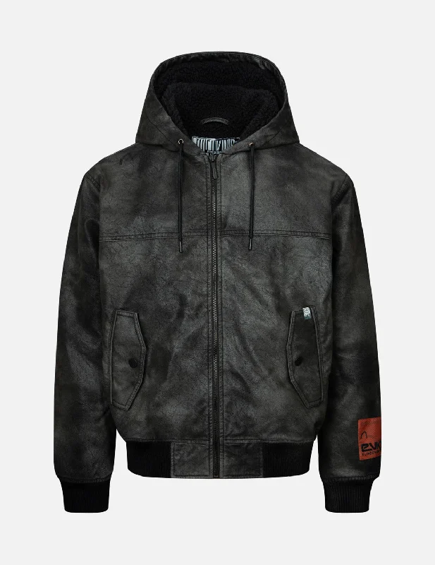 Hooded Grain Pattern Regular Fit Leather Bomber Jacket Faux Fur Fabric Real Fur Fabric Shearling Fabric Hooded Grain Pattern Regular Fit Leather Bomber Jacket Faux Fur Fabric Real Fur Fabric Shearling Fabric