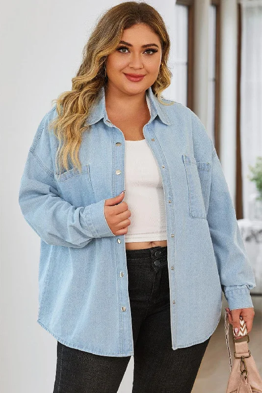 Plus Size Snap Down Pocketed Denim Jacket Faux Fur Jacket Real Fur Jacket Shearling Jacket Plus Size Snap Down Pocketed Denim Jacket Faux Fur Jacket Real Fur Jacket Shearling Jacket