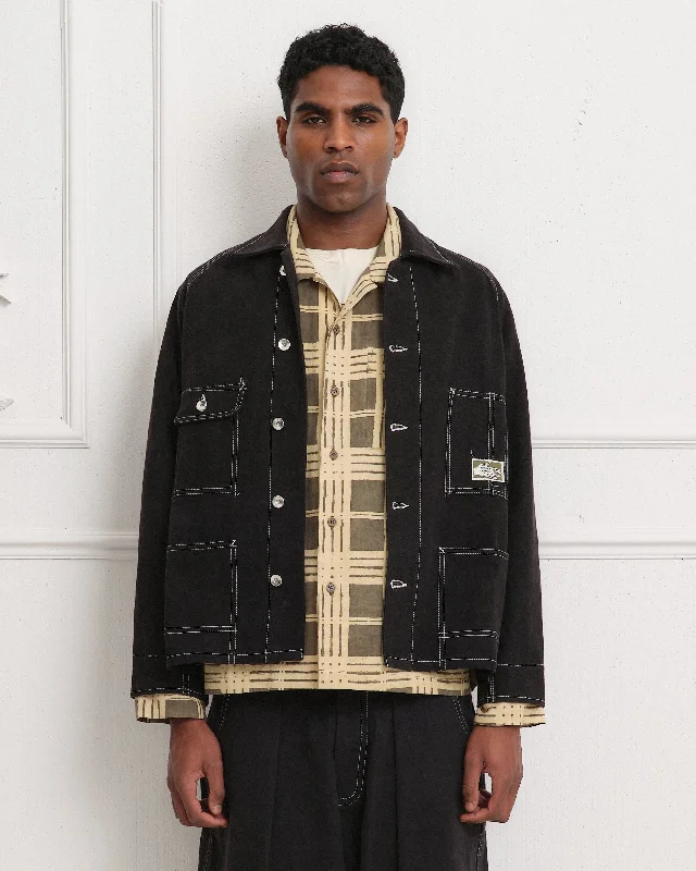 Railroad Jacket - Black Wonky-Wear Fleece Jacket Down Jacket Parka