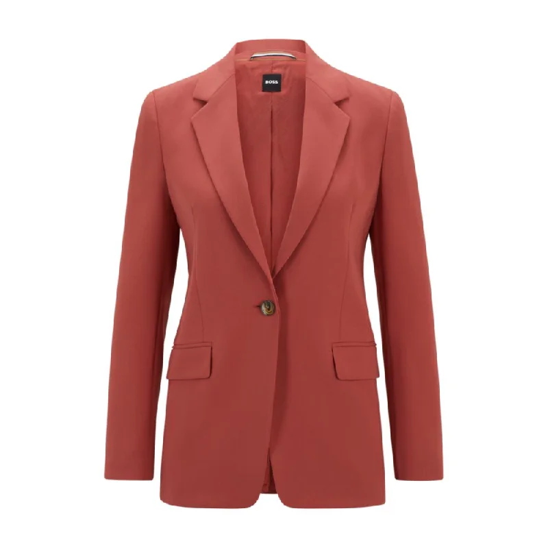 Regular-fit jacket in crease-resistant crepe Zippered Front Buttoned Front Snap Front Regular-fit jacket in crease-resistant crepe Zippered Front Buttoned Front Snap Front