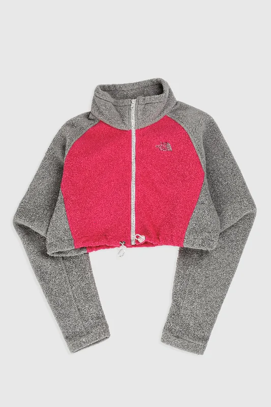 Rework North Face Crop Fleece Jacket - L Appliqued Jacket Beaded Jacket Sequined Jacket Rework North Face Crop Fleece Jacket - L Appliqued Jacket Beaded Jacket Sequined Jacket