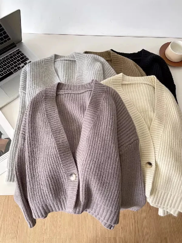 solid color one-button V-neck casual sweater jacket S4710 Welt Pockets Slit Pockets Flap Pockets solid color one-button V-neck casual sweater jacket S4710 Welt Pockets Slit Pockets Flap Pockets