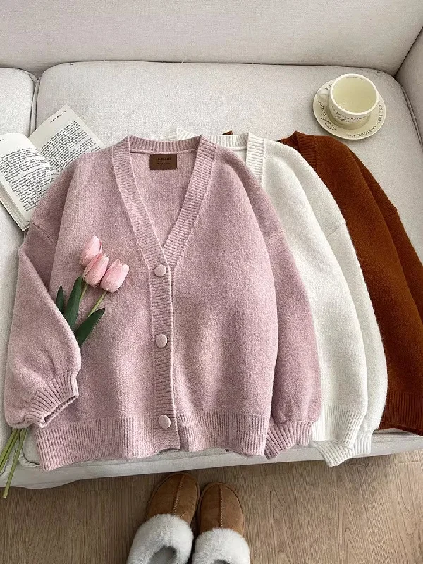Sweet solid color V-neck knitted cardigan jacket S4758 Wool Jacket Cashmere Jacket Tweed Jacket Sweet solid color V-neck knitted cardigan jacket S4758 Wool Jacket Cashmere Jacket Tweed Jacket