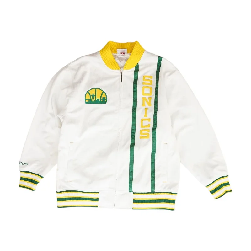 White Solid Seattle Supersonics Varsity Jacket Anorak Shell Jacket Lightweight Jacket White Solid Seattle Supersonics Varsity Jacket Anorak Shell Jacket Lightweight Jacket