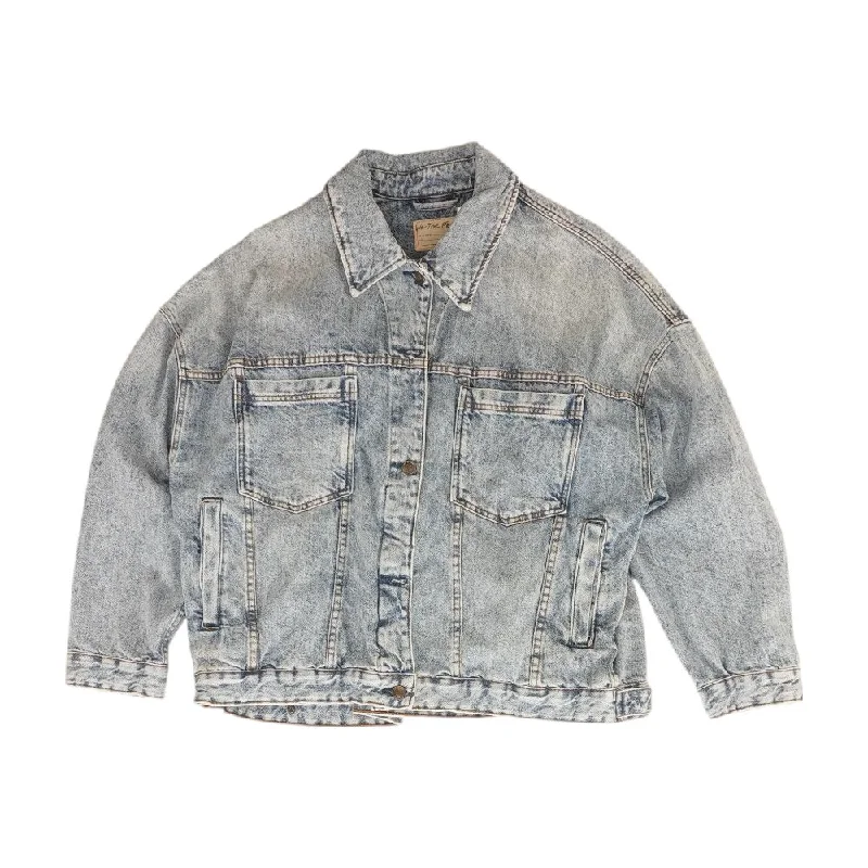Blue Solid Denim Jacket Denim Jacket Leather Jacket Suede Jacket
