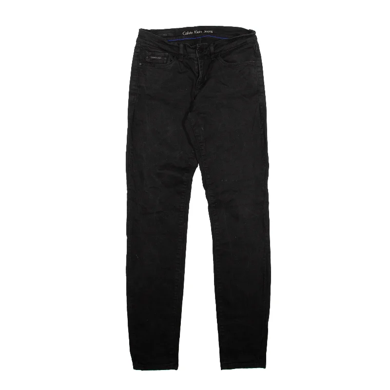 CALVIN KLEIN Jeans Black Denim Regular Skinny Womens W28 L32 Trendy Paperbag Waist Jeans CALVIN KLEIN Jeans Black Denim Regular Skinny Womens W28 L32 Trendy Paperbag Waist Jeans