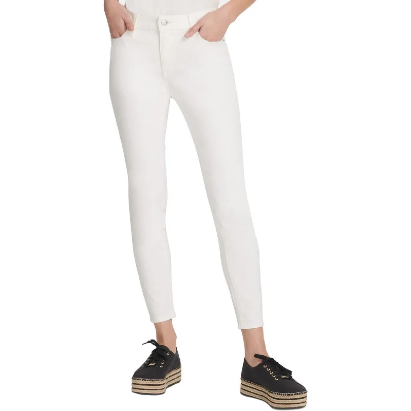 Foundations Womens Denim Medium Wash Skinny Jeans Comfortable Drawstring Waist Jeans Foundations Womens Denim Medium Wash Skinny Jeans Comfortable Drawstring Waist Jeans