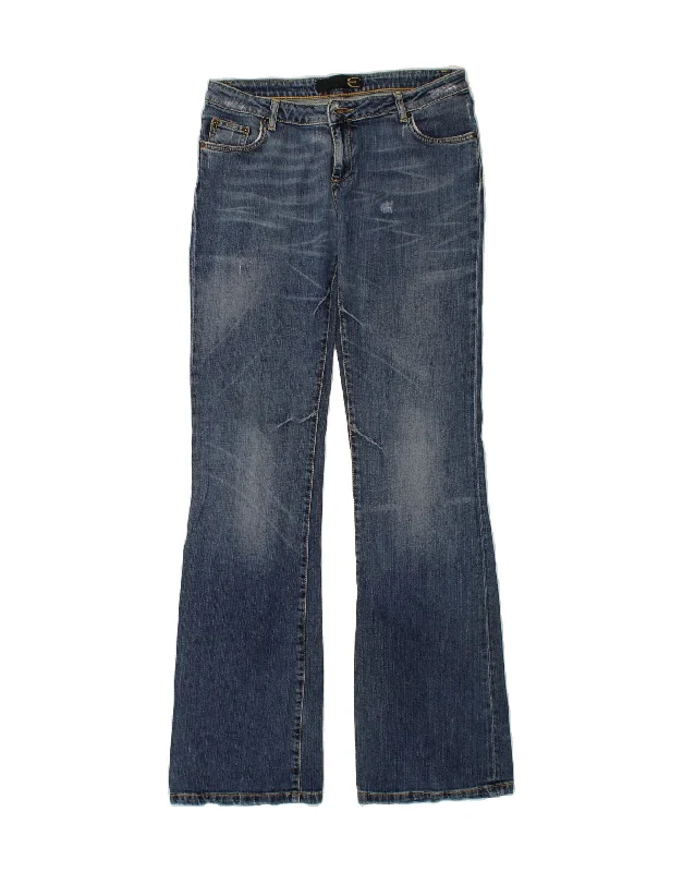 JUST CAVALLI Womens Bootcut Jeans W32 L36 Blue Cotton Chic Double Waistband Jeans