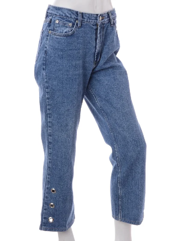 Label Lou Bottom Eyelet Jeans Fashionable White Denim Jeans