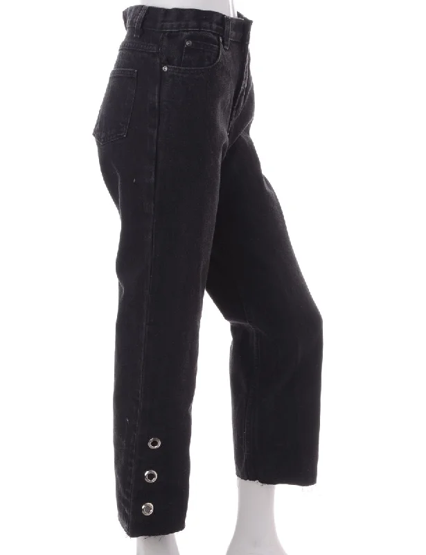 Label Lou Bottom Eyelet Jeans Trendy Wide-Legged High-Waist Jeans