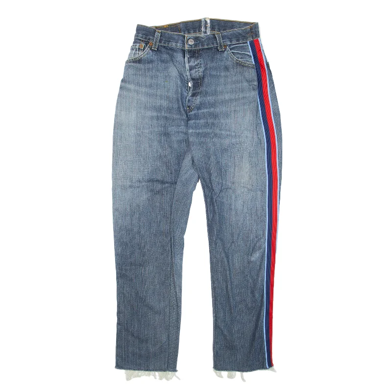 LEVI'S Altered Jeans Blue Denim Slim Straight Womens W26 L26 Fashionable Raw Edge Jeans LEVI'S Altered Jeans Blue Denim Slim Straight Womens W26 L26 Fashionable Raw Edge Jeans