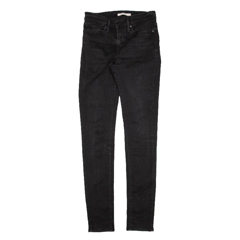 LEVI'S Jeans Black Denim Slim Skinny Womens W27 L32 Fashionable Frayed Hem Denim