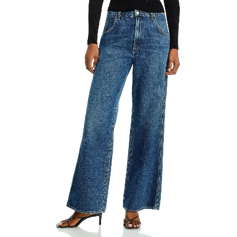 Magda Womens High Rise Carpenter Wide Leg Jeans Fashionable Cropped Denim Jeans