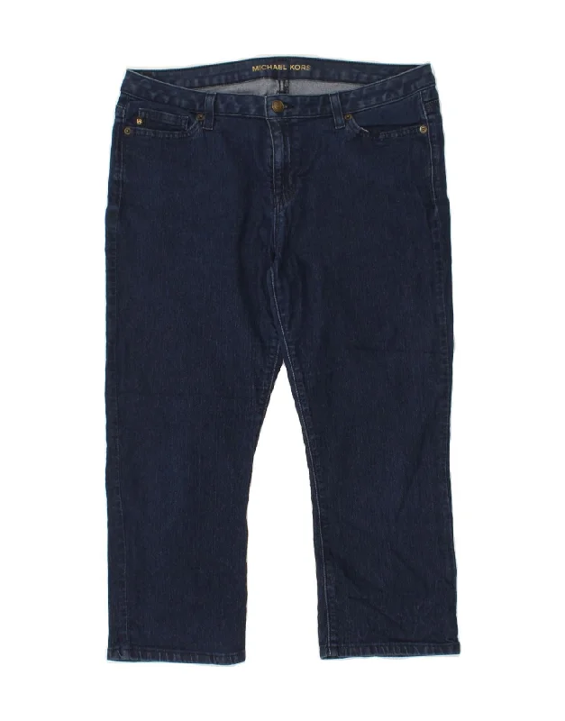MICHAEL KORS Womens Capri Jeans US 10 Large W32 L20 Navy Blue Cotton Elegant Raw Hem Jeans MICHAEL KORS Womens Capri Jeans US 10 Large W32 L20 Navy Blue Cotton Elegant Raw Hem Jeans