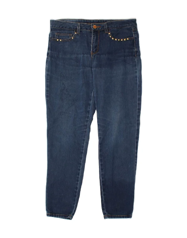 MICHAEL KORS Womens Slim Jeans US 8 Medium W32 L28 Blue Cotton Trendy Patchwork Denim Jeans MICHAEL KORS Womens Slim Jeans US 8 Medium W32 L28 Blue Cotton Trendy Patchwork Denim Jeans