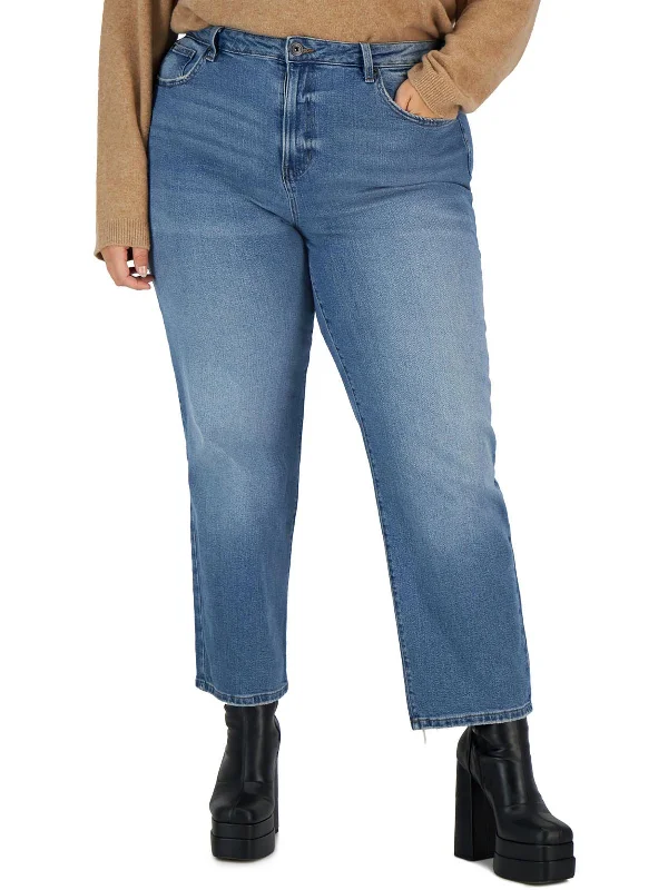Plus The Retro Womens Hi-Rise Relaxed Straight Leg Jeans Stylish Bootcut Denim Jeans Plus The Retro Womens Hi-Rise Relaxed Straight Leg Jeans Stylish Bootcut Denim Jeans