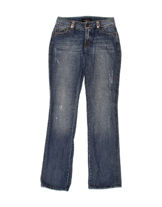 ROCCOBAROCCO Womens Distressed Bootcut Jeans W26 L32 Blue Cotton Stylish Acid-Wash Jeans ROCCOBAROCCO Womens Distressed Bootcut Jeans W26 L32 Blue Cotton Stylish Acid-Wash Jeans