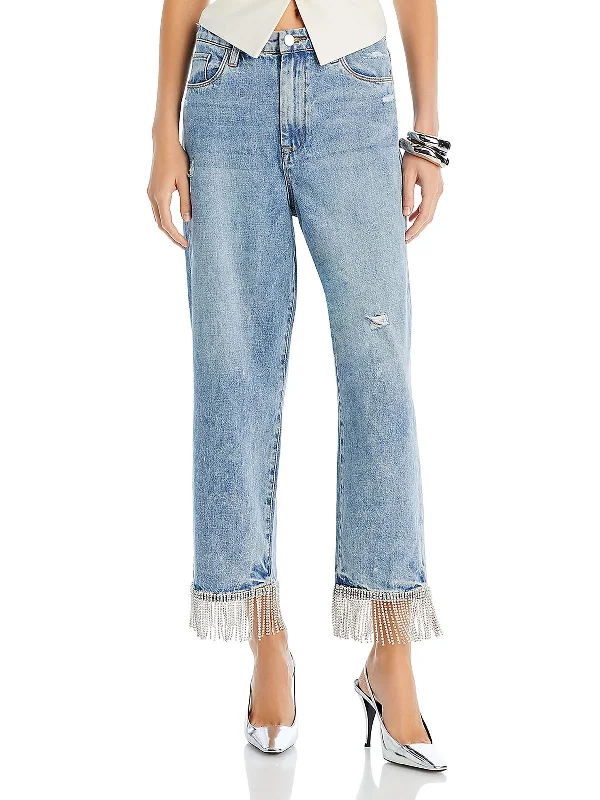 The Baxter Womens High Rise Cropped Straight Leg Jeans Comfortable Drawstring Waist Jeans The Baxter Womens High Rise Cropped Straight Leg Jeans Comfortable Drawstring Waist Jeans