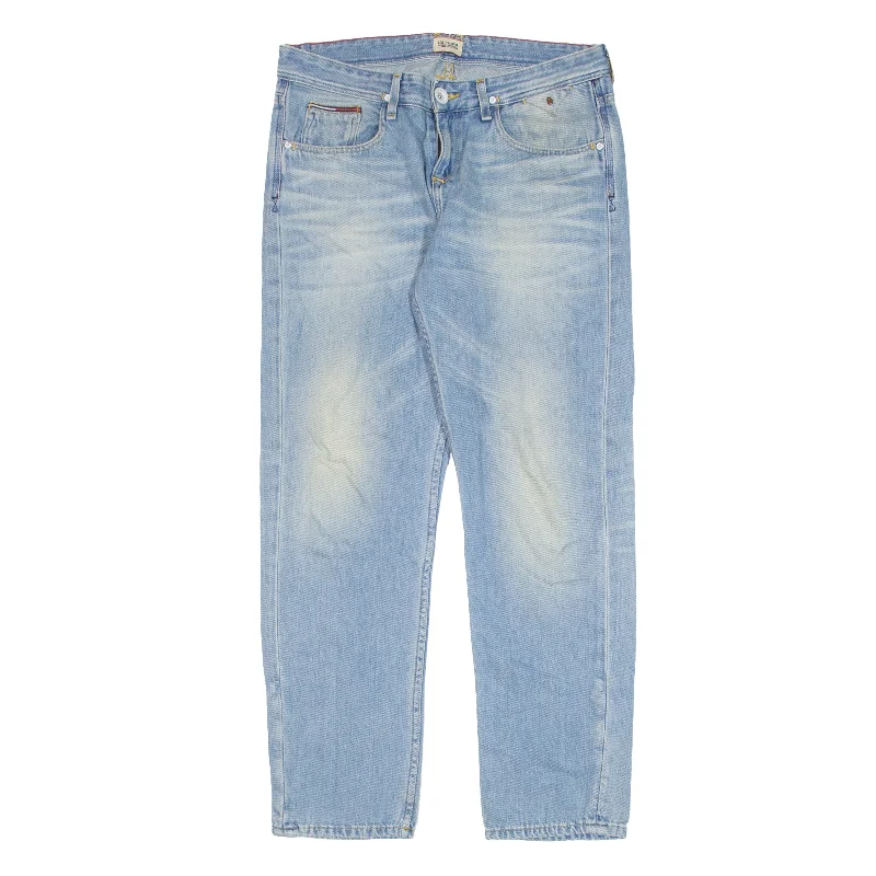 TOMMY HILFIGER Jeans Blue Denim Regular Tapered Womens W30 L29 Stylish Shredded Denim Jeans TOMMY HILFIGER Jeans Blue Denim Regular Tapered Womens W30 L29 Stylish Shredded Denim Jeans