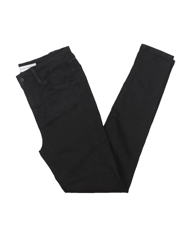 Womens Ankle High Rise Skinny Jeans Chic Double Waistband Jeans