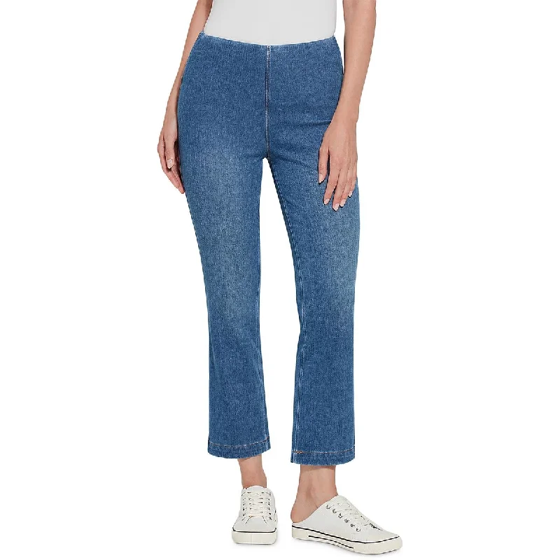 Womens Denim Ankle Bootcut Jeans Casual Distressed Skinny Jeans