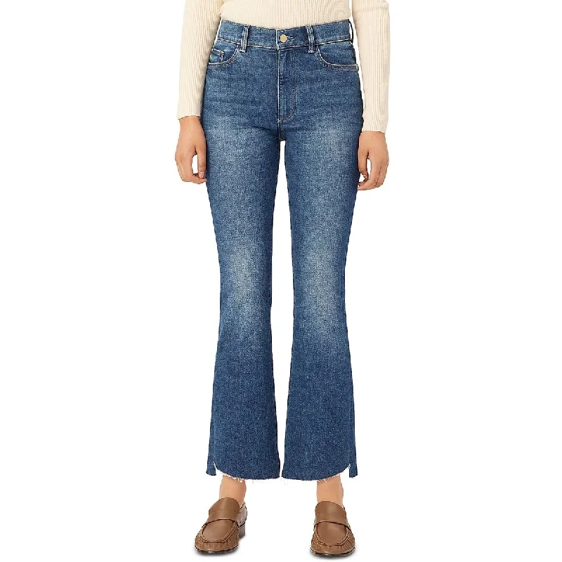 Womens High Rise Denim Bootcut Jeans Comfortable Ankle Jeans