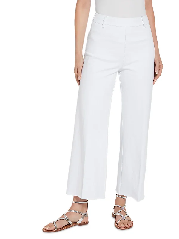 Womens High Rise Pull On Flared Jeans Fashionable Straight Fit Denim