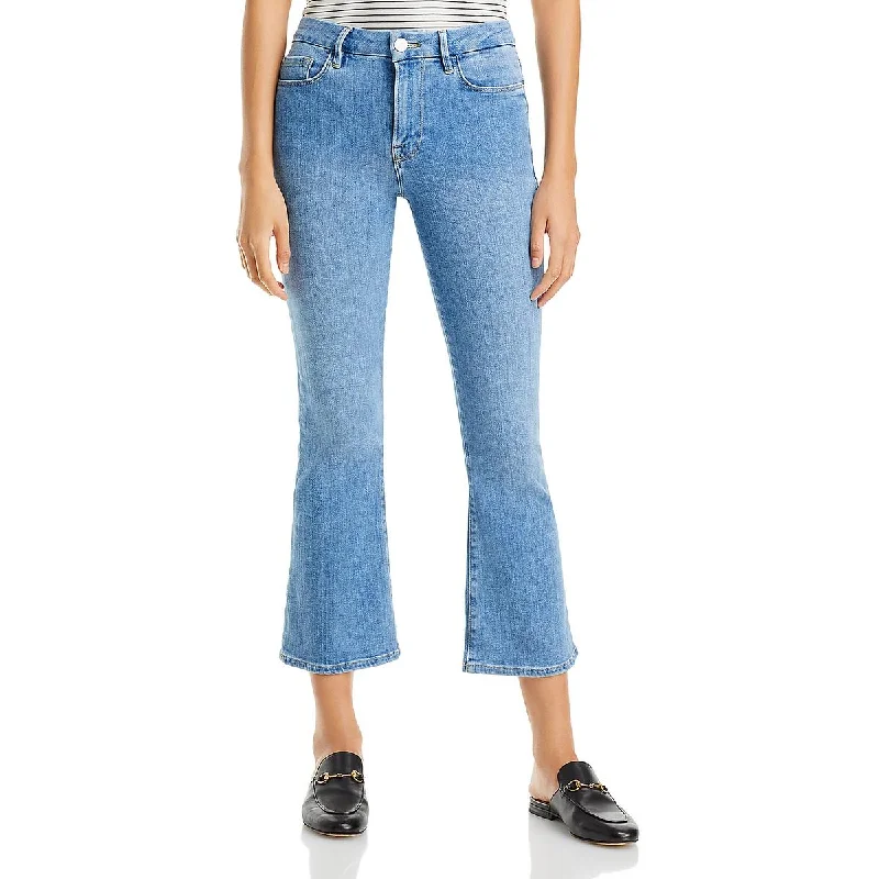Womens Mid-Rise Light Was Bootcut Jeans Fashionable Raw Edge Jeans