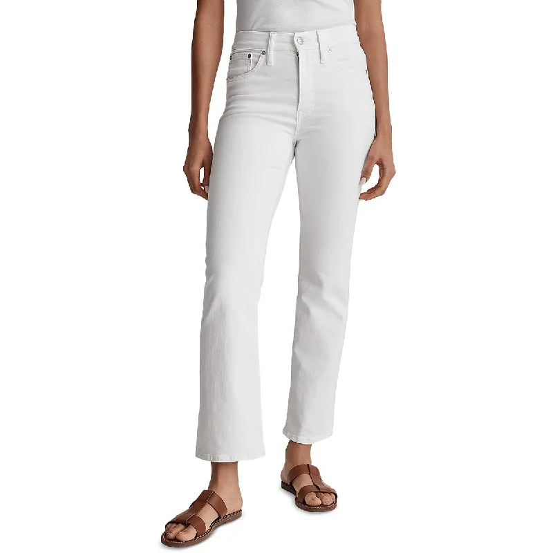 Womens Mid-Rise Solid Bootcut Jeans Classic Slim Fit Jeans