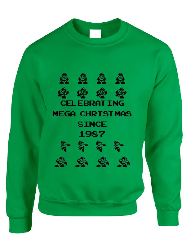 Adult Crewneck Celebrating Mega Christmas Ugly Sweater Gift Ribbed Striped Patterned Adult Crewneck Celebrating Mega Christmas Ugly Sweater Gift Ribbed Striped Patterned