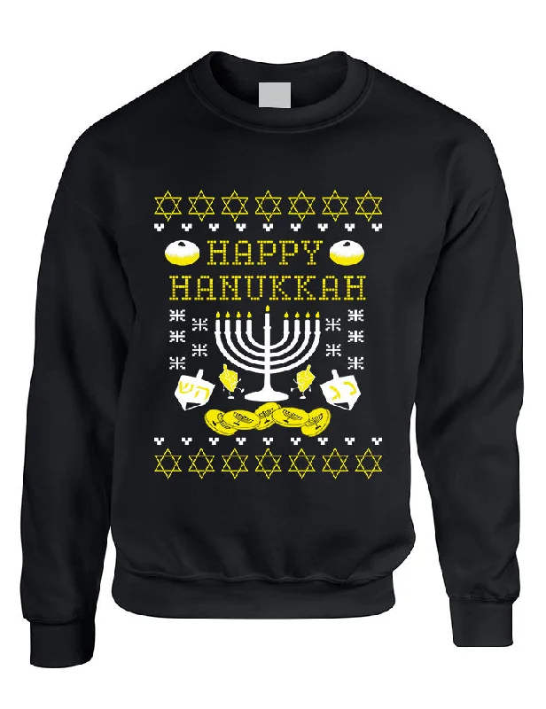 Adult Crewneck Happy Hanukkah Jewish Menorah Ugly Sweater Cable Knit Ribbed Knit Lace Knit Adult Crewneck Happy Hanukkah Jewish Menorah Ugly Sweater Cable Knit Ribbed Knit Lace Knit