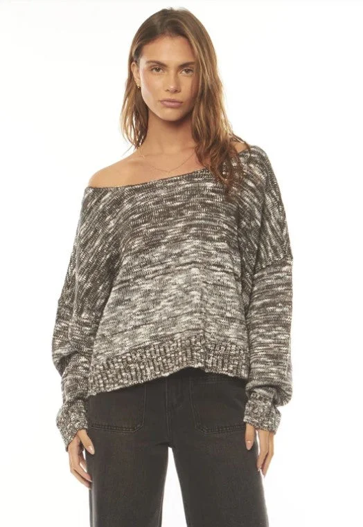 Amuse Nadine Long Sleeve Women's Sweater Win24 Mesh Fabric Canvas Fabric Denim Fabric Amuse Nadine Long Sleeve Women's Sweater Win24 Mesh Fabric Canvas Fabric Denim Fabric
