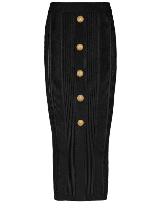 Noir Knit Midi Skirt corduroy skirt textured