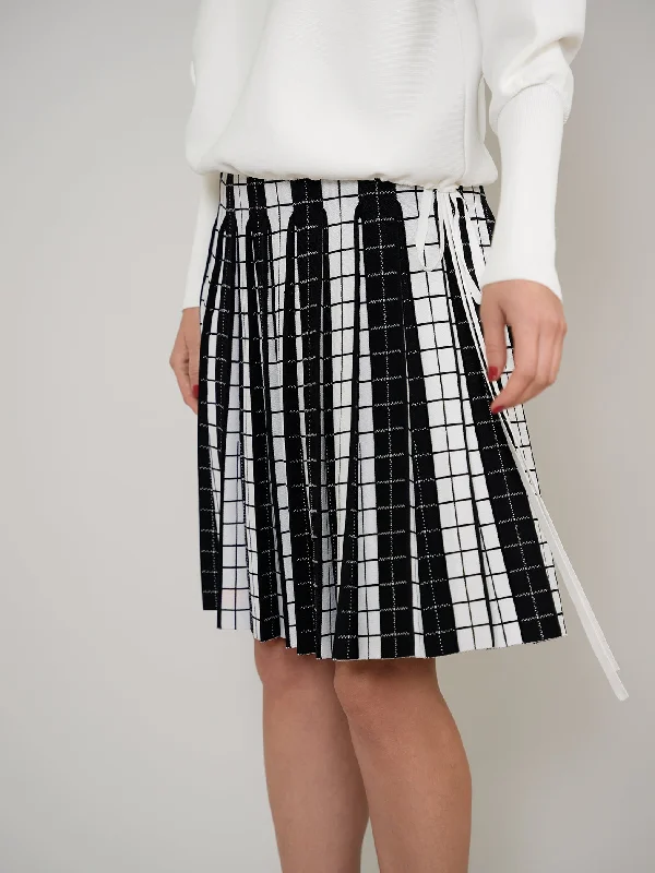 Black and White Pleated Skirt denim skirt trendy