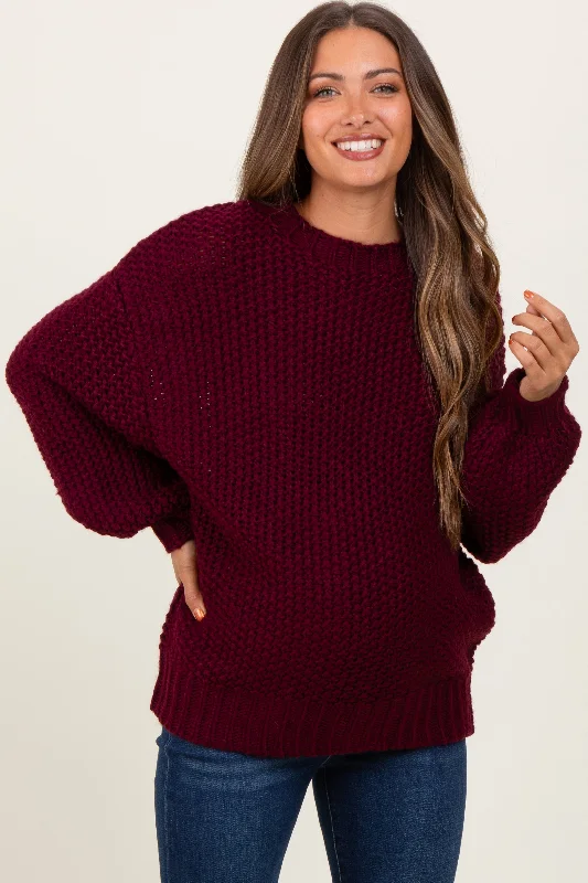 Burgundy Chunky Knit Oversized Drop Shoulder Maternity Sweater Wool Sweater Cotton Sweater Cashmere Sweater Burgundy Chunky Knit Oversized Drop Shoulder Maternity Sweater Wool Sweater Cotton Sweater Cashmere Sweater