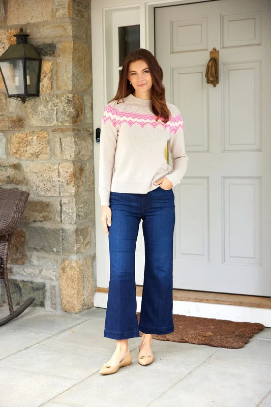 Sail to Sable Fair Isle Crew Neck Sweater Camel/Hibiscus Lace Blend Ribbed Blend Corduroy Blend Sail to Sable Fair Isle Crew Neck Sweater Camel/Hibiscus Lace Blend Ribbed Blend Corduroy Blend