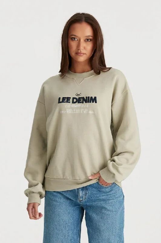 LEE EIGHTY NINE BAGGY SWEATER - KHAKI FEATHER Denim Fabric Leather Fabric Suede Fabric LEE EIGHTY NINE BAGGY SWEATER - KHAKI FEATHER Denim Fabric Leather Fabric Suede Fabric