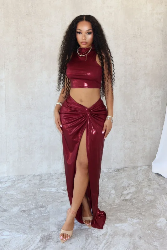 New Galaxy Metallic Top & Skirt SET velvet skirt glossy