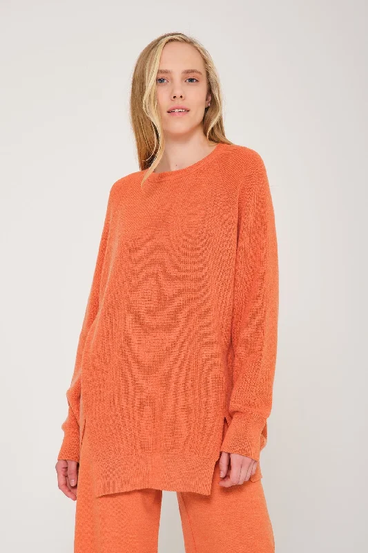 Peach Color Knit Sweater & Pants Set Spandex Rayon Corduroy