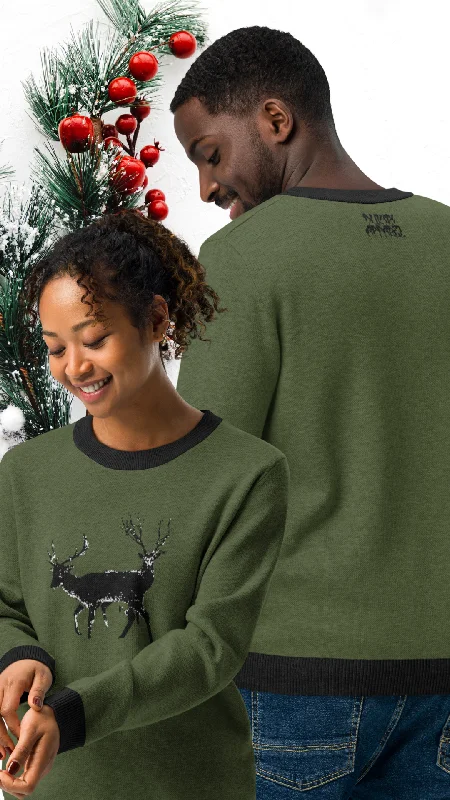 Reindeer Green Christmas Knitted Crew Neck Sweater Terry Blend Velvet Blend Canvas Blend Reindeer Green Christmas Knitted Crew Neck Sweater Terry Blend Velvet Blend Canvas Blend