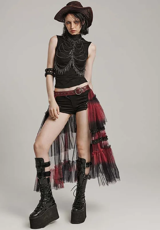 Siouxsie [Black/Red] | OVERSKIRT* corduroy skirt textured