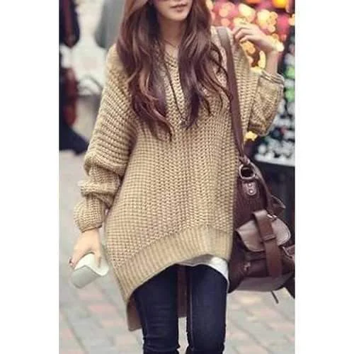 Stylish Hooded Long Sleeve Irregular Hem Women's Oversized Sweater - Khaki One Size(fit Size Xs To M) Toggled Drawstring Belted Stylish Hooded Long Sleeve Irregular Hem Women's Oversized Sweater - Khaki One Size(fit Size Xs To M) Toggled Drawstring Belted