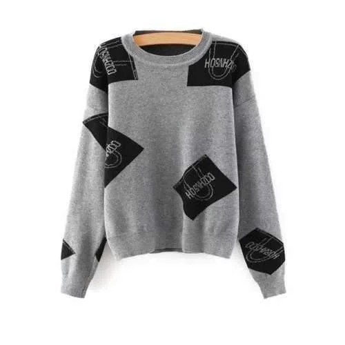 Stylish Round Neck Long Sleeves Color Block Letter Print Women's Sweater - Gray One Size(fit Size Xs To M) Fleece Fabric Down Fabric Feather Fabric Stylish Round Neck Long Sleeves Color Block Letter Print Women's Sweater - Gray One Size(fit Size Xs To M) Fleece Fabric Down Fabric Feather Fabric