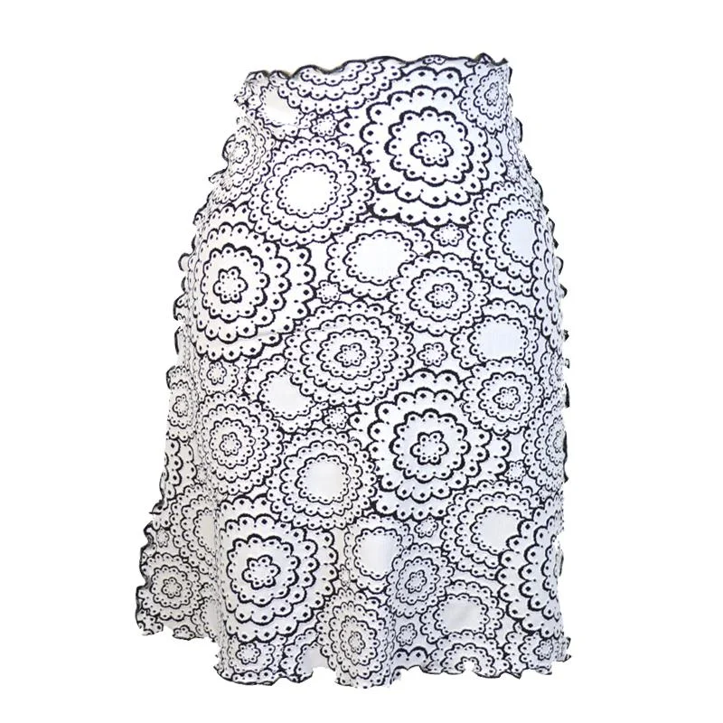 White Doily Jacquard Knit Bias Skirt velvet skirt sumptuous
