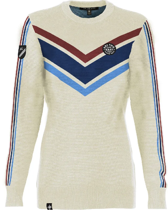 Women's Glory Days Shredder Sweater - Powder White Fleece Fabric Down Fabric Feather Fabric Women's Glory Days Shredder Sweater - Powder White Fleece Fabric Down Fabric Feather Fabric