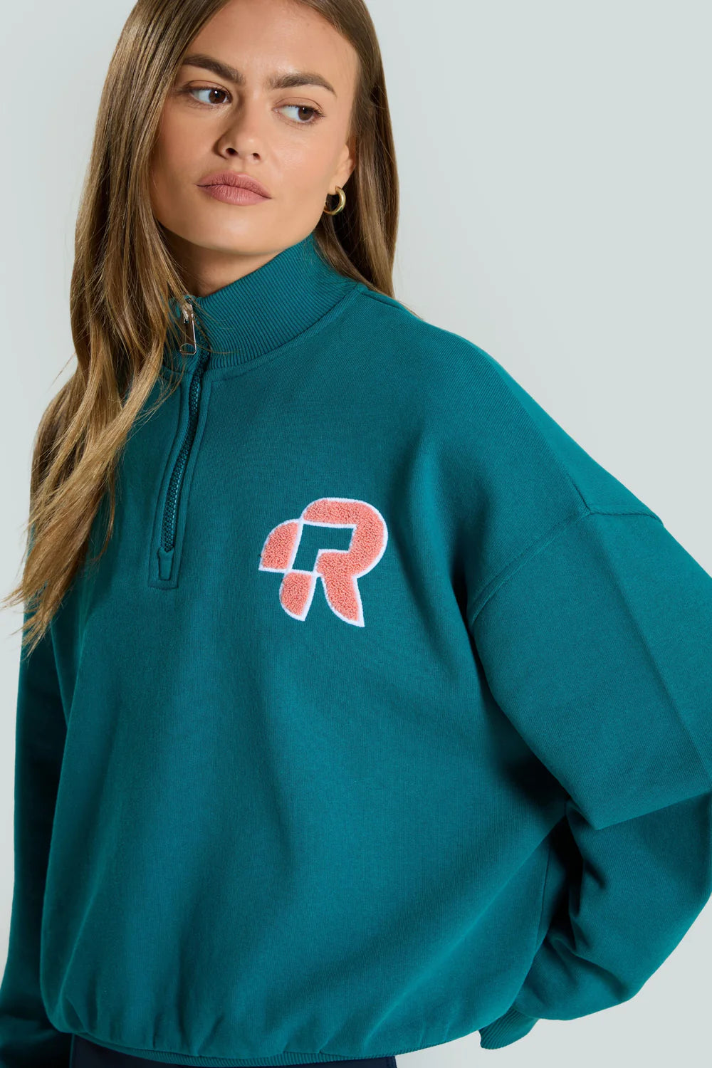 Women's Red Run Activewear 1/4 Zip Sweater in Turquoise Open Front Closed Front Wrap Front Women's Red Run Activewear 1/4 Zip Sweater in Turquoise Open Front Closed Front Wrap Front